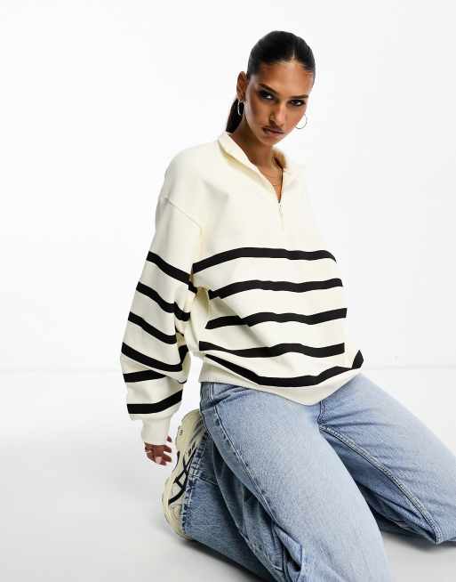 Striped half sales zip sweatshirt