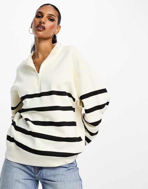 Striped half 2025 zip sweatshirt