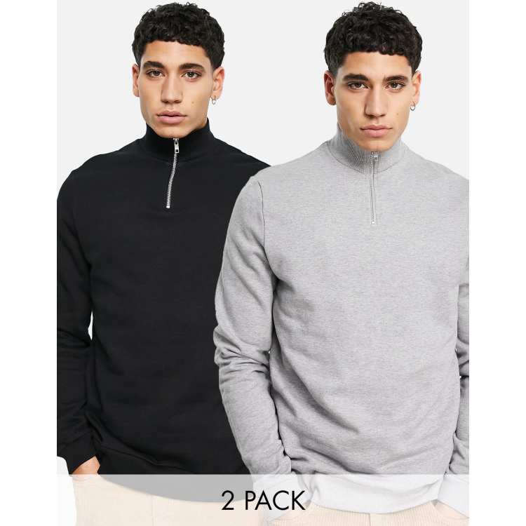 Buy Men's Performance 2 Pack 1/4 Zip Top, Charcoal Marl & Grey Marl