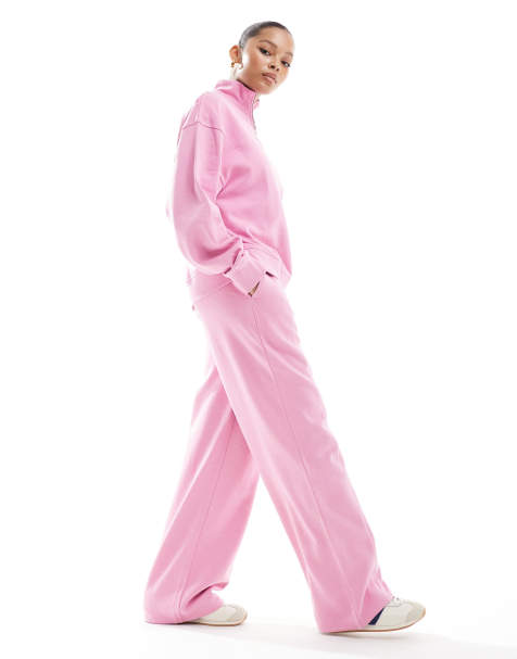 ASOS DESIGN half zip sweatshirt and jogger co-ord in bright pink - view 1
