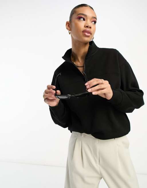 Women's black 2025 half zip sweatshirt