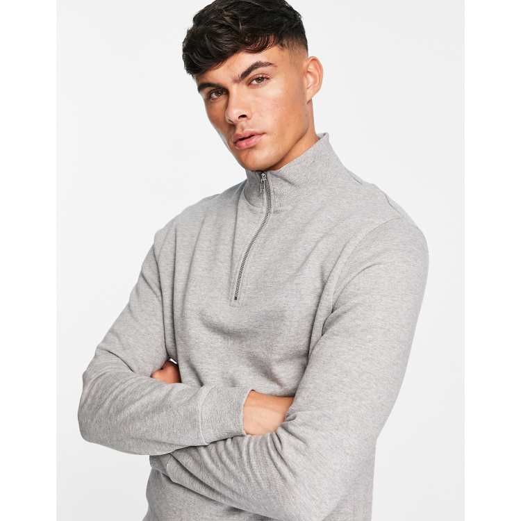 ASOS Weekend Collective embossed scuba hoodie in gray heather