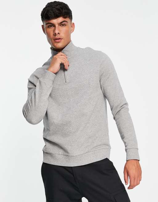 ASOS DESIGN half zip sweatshirt in gray heather