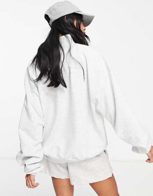 ASOS DESIGN oversized boxy half zip sweatshirt in gray heather