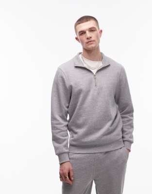 ASOS DESIGN ASOS DESIGN half zip sweatshirt in grey marl