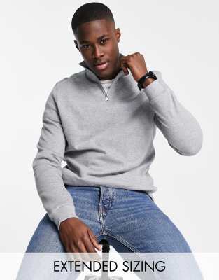 ASOS DESIGN half zip sweatshirt in heather gray