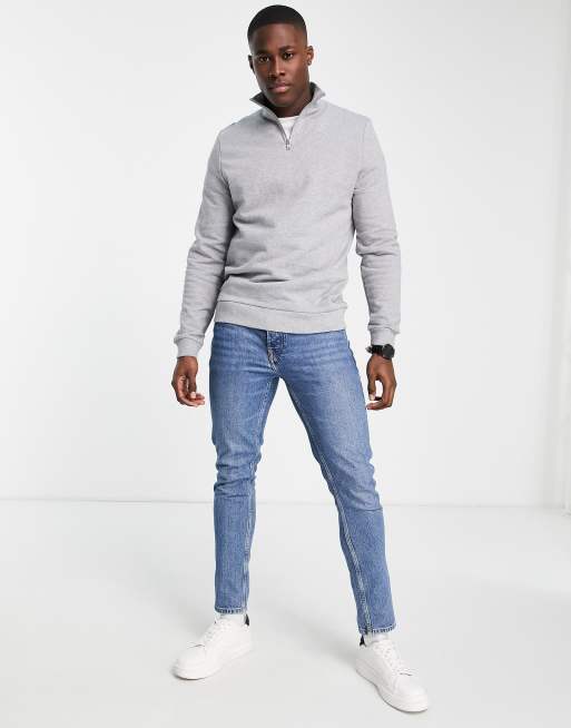 ASOS DESIGN half zip sweatshirt in gray heather