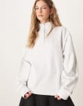 [ASOS DESIGN] ASOS DESIGN half zip sweatshirt in ice marl-Grey 12 Ice Marl