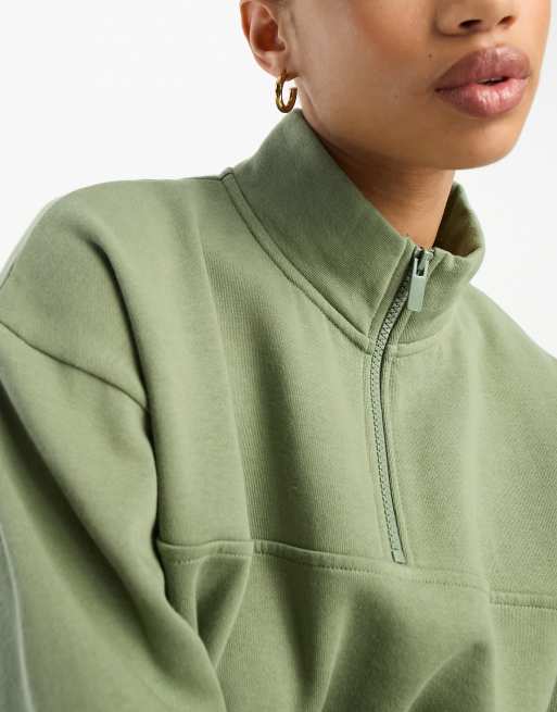 Khaki half best sale zip fleece