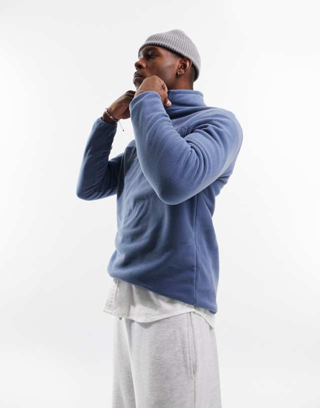 ASOS DESIGN half zip sweatshirt in navy polar fleece