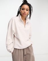 ASOS DESIGN half zip sweatshirt in gray heather