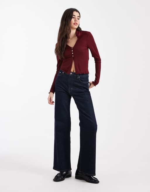 ASOS DESIGN - Halfdoorschijnend overhemd met lange mouwen in bordeauxrood, 2 van 4