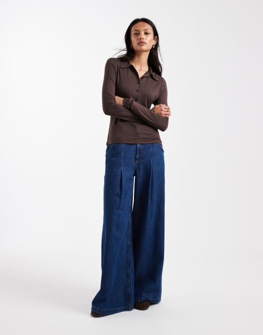 ASOS DESIGN - Halfdoorschijnend overhemd met lange mouwen in chocoladebruin, 2 van 4