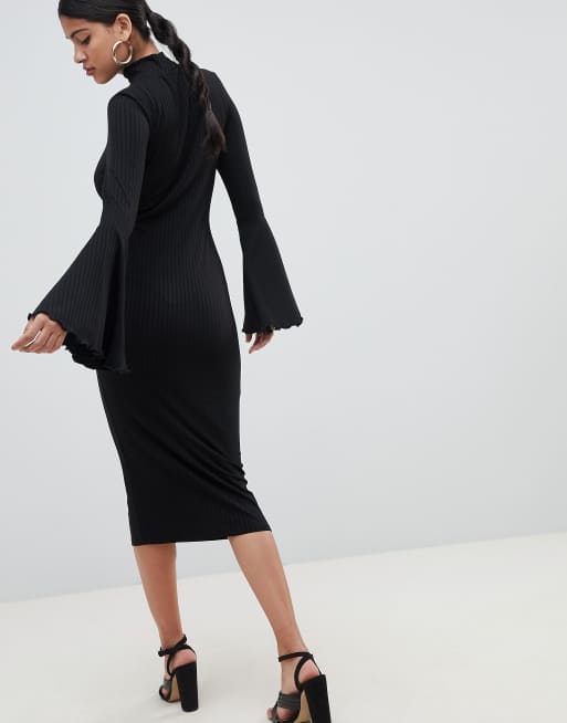 ASOS DESIGN - Halflange bodycon-jurk met uitlopende mouwen, 2 van 4