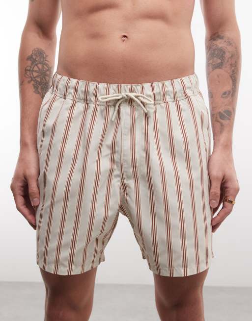 ASOS DESIGN - Halflange gestreepte zwemshort in grijs, 4 van 5