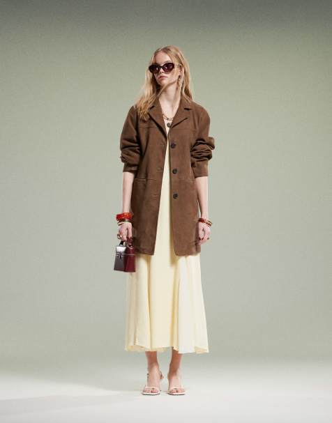 ASOS DESIGN - Halflange jas van suède in bruin - view 1