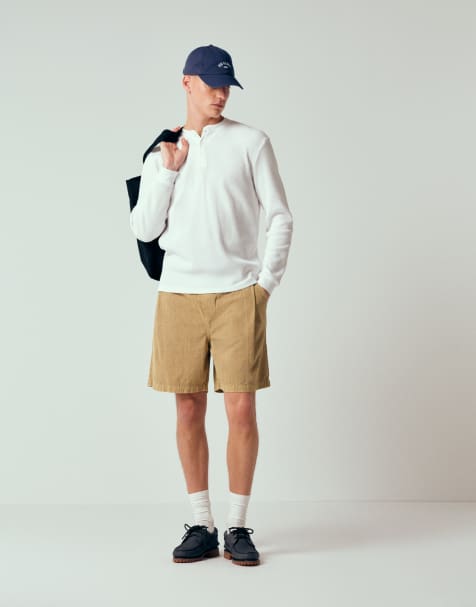 ASOS DESIGN - Halflange jort met textuur in beige, deel van co-ord set - view 1