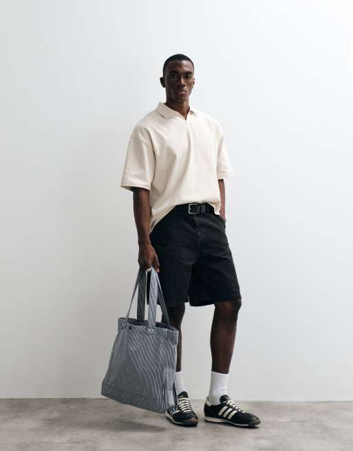 ASOS DESIGN - Halflange jort van keperstof in antracietgrijs, 2 van 5