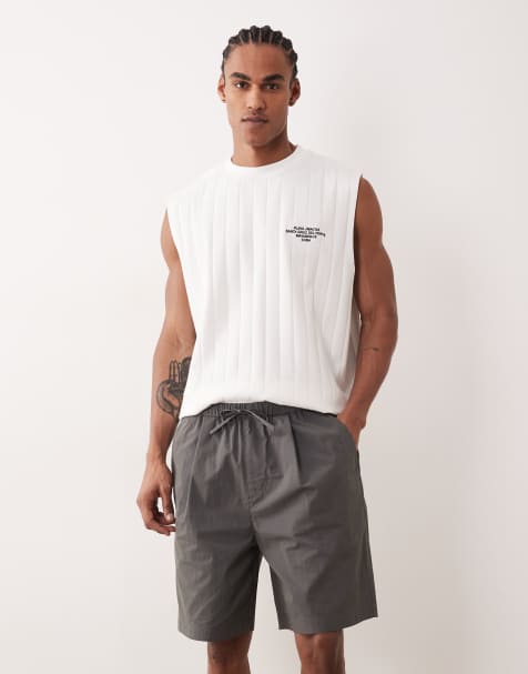 ASOS DESIGN - Halflange jort van technische stof in antracietgrijs - view 1