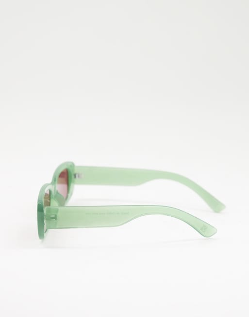 ASOS DESIGN - Halflange rechthoekige zonnebril in groen met getinte glazen, 3 van 4
