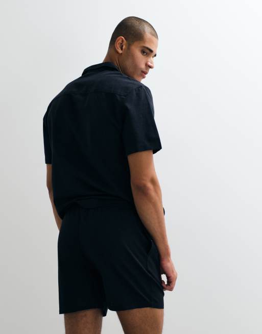 ASOS DESIGN - Halflange short van linnenmix in zwart, deel van co-ord set, 5 van 5