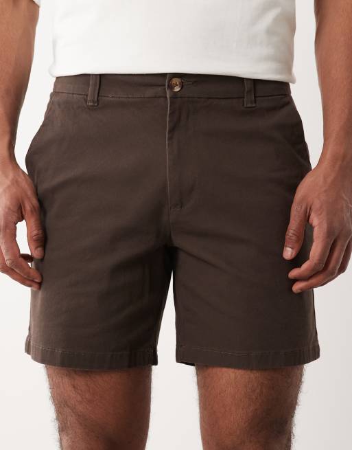 ASOS DESIGN - Halflange slim-fit chinoshort in bruin, 4 van 5