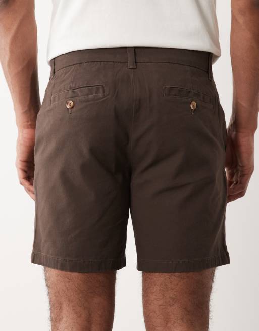 ASOS DESIGN - Halflange slim-fit chinoshort in bruin, 5 van 5
