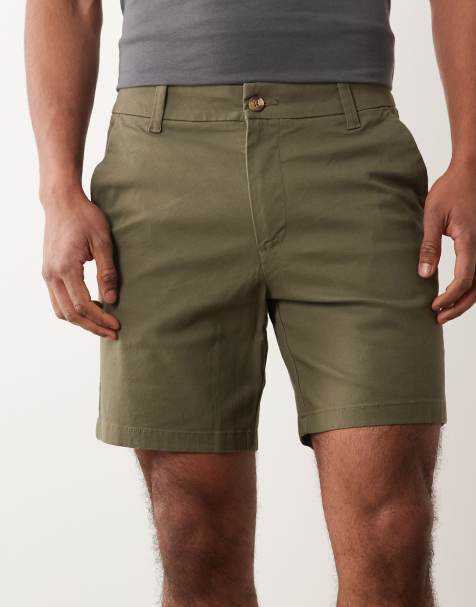 ASOS DESIGN - Halflange, slim-fit chinoshort in kaki - view 1