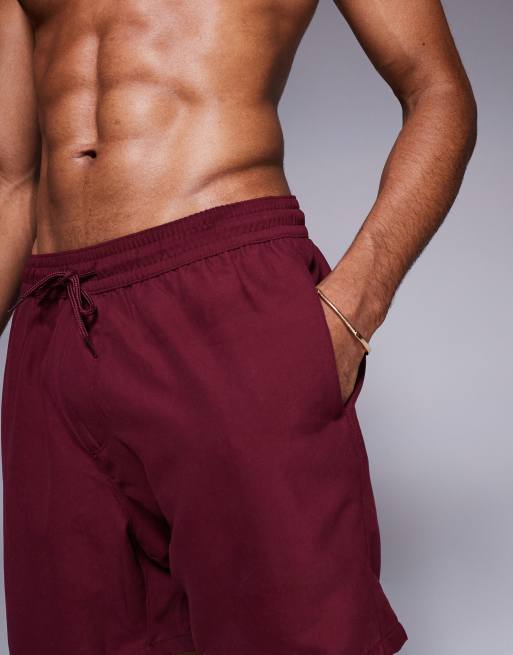 ASOS DESIGN - Halflange zwemshort in bordeauxrood , 2 van 4
