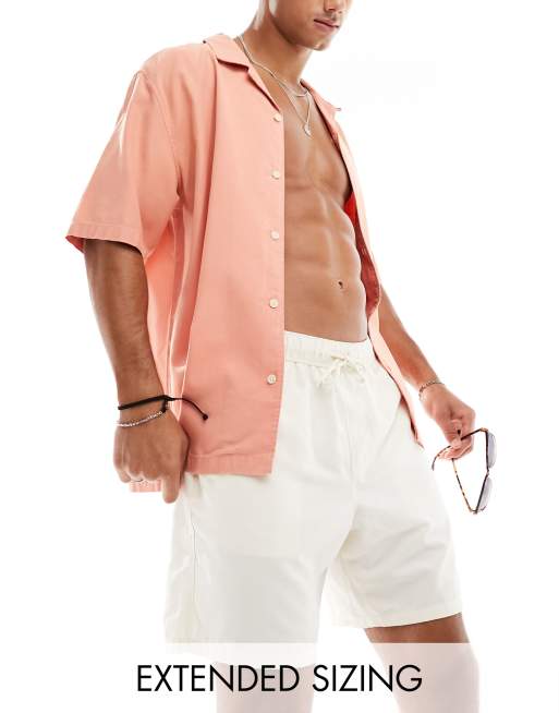 ASOS DESIGN - Halflange zwemshort in ecru 