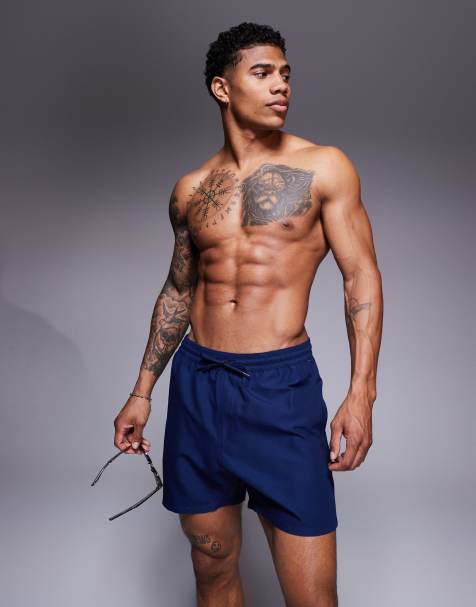 ASOS DESIGN - Halflange zwemshort in marineblauw - view 1