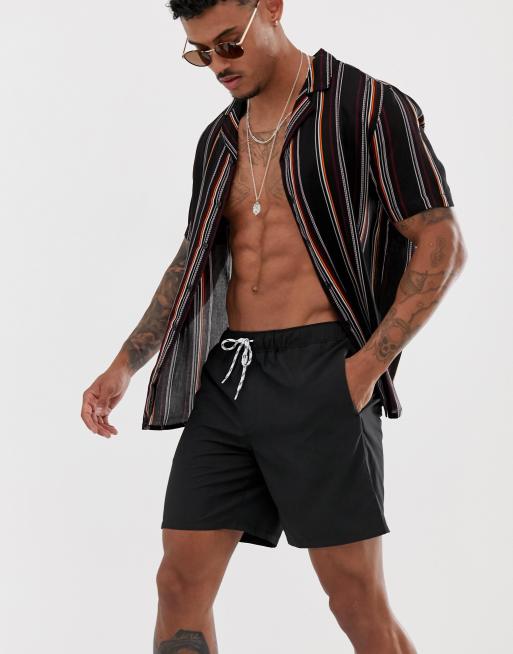ASOS DESIGN - Halflange zwemshort in zwart