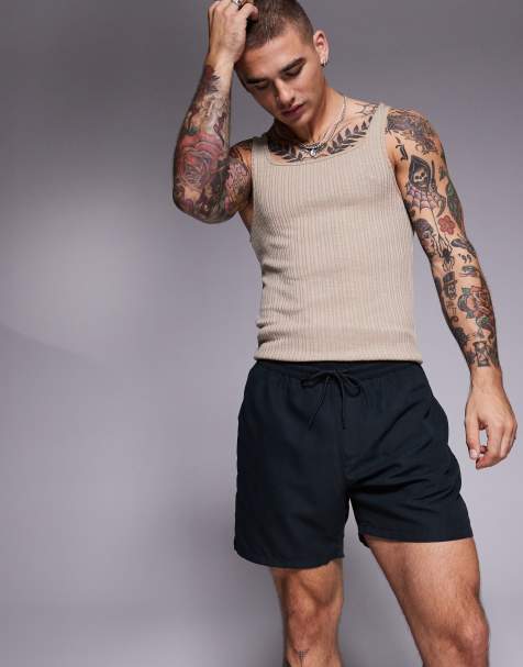 ASOS DESIGN - Halflange zwemshort in zwart - view 1