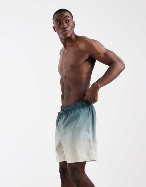ASOS DESIGN - Halflange zwemshort met kleurverloop in blauw en wit, 3 van 5