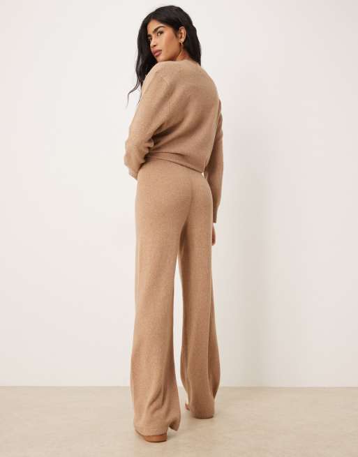 ASOS DESIGN - Halfzware broek met wijde pijpen in lichtbruin, deel van co-ord set, 4 van 5