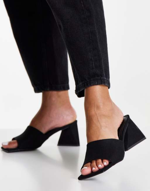 ASOS DESIGN Halliwell block heel mules in black ASOS