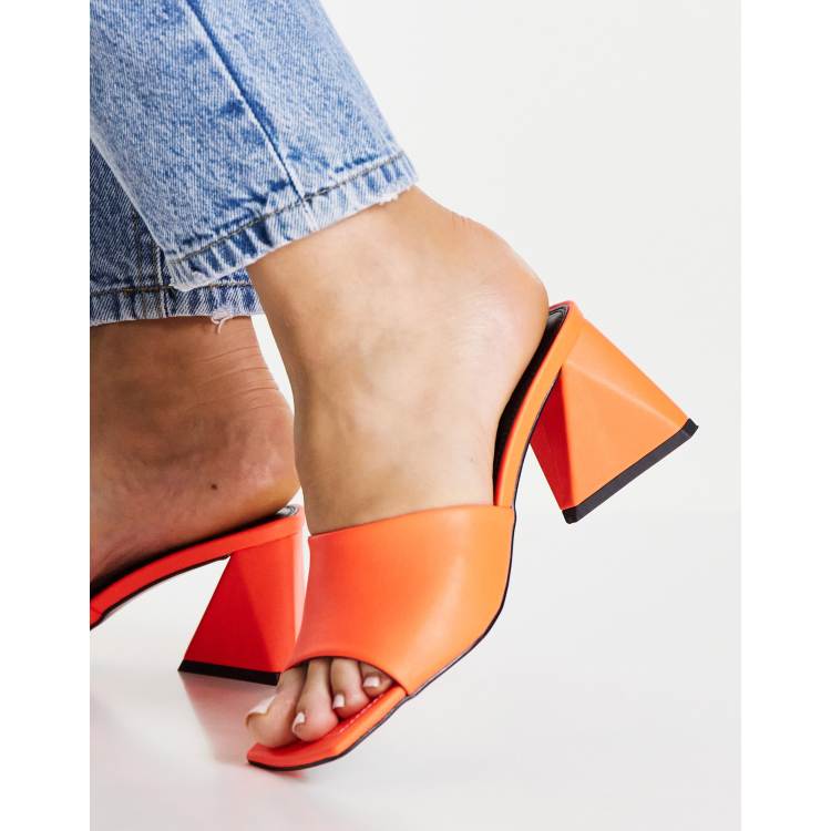 Orange heeled clearance mules