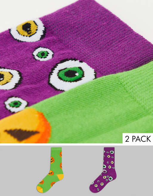 ASOS DESIGN – Halloween – 2er-Pack knöchelhohe Socken 