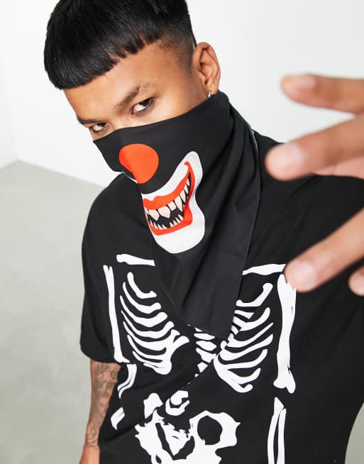 ASOS DESIGN - Halloween - Bandana met joker-print in zwart