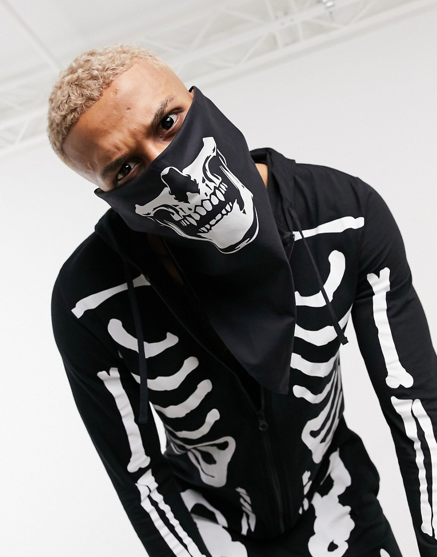 ASOS DESIGN Halloween bandana with skull print-Black