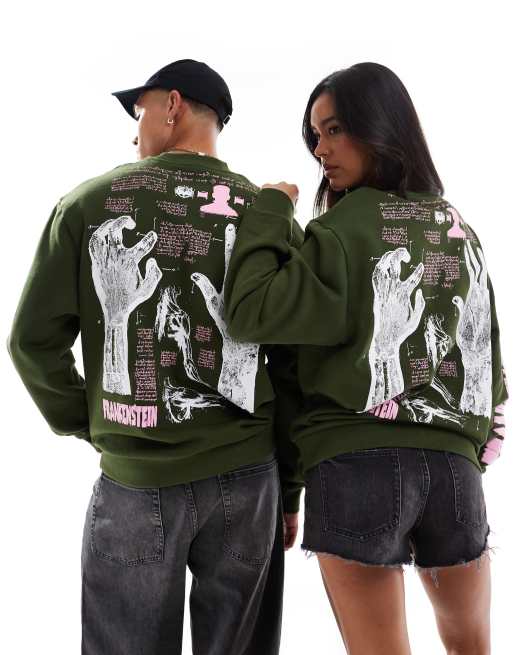 ASOS DESIGN Halloween – Bluza unisex oversize z nadrukiem z motywem „Frankenstein“, 4 z 4