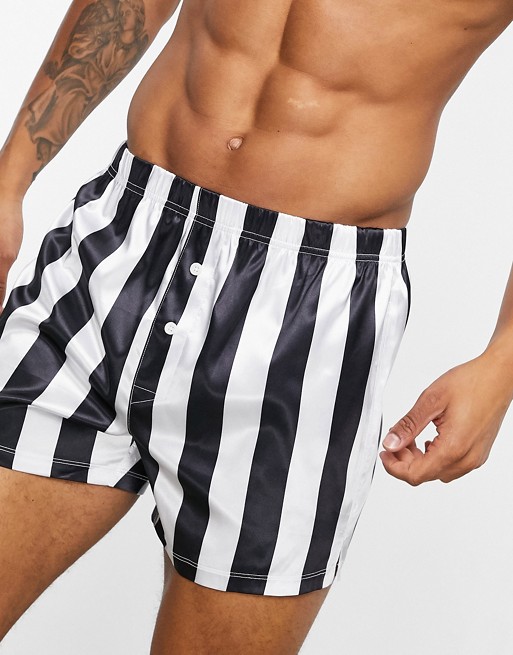 ASOS DESIGN boxer shorts in black & white stripe
