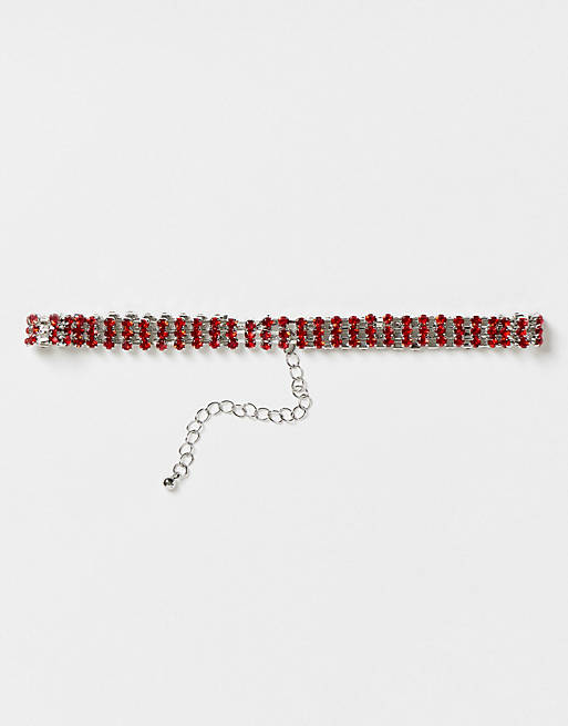 ASOS DESIGN choker necklace in red crystal