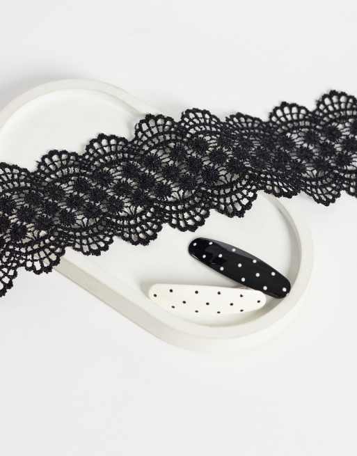 ASOS DESIGN Halloween collarino largo in pizzo nero, 3 di 4