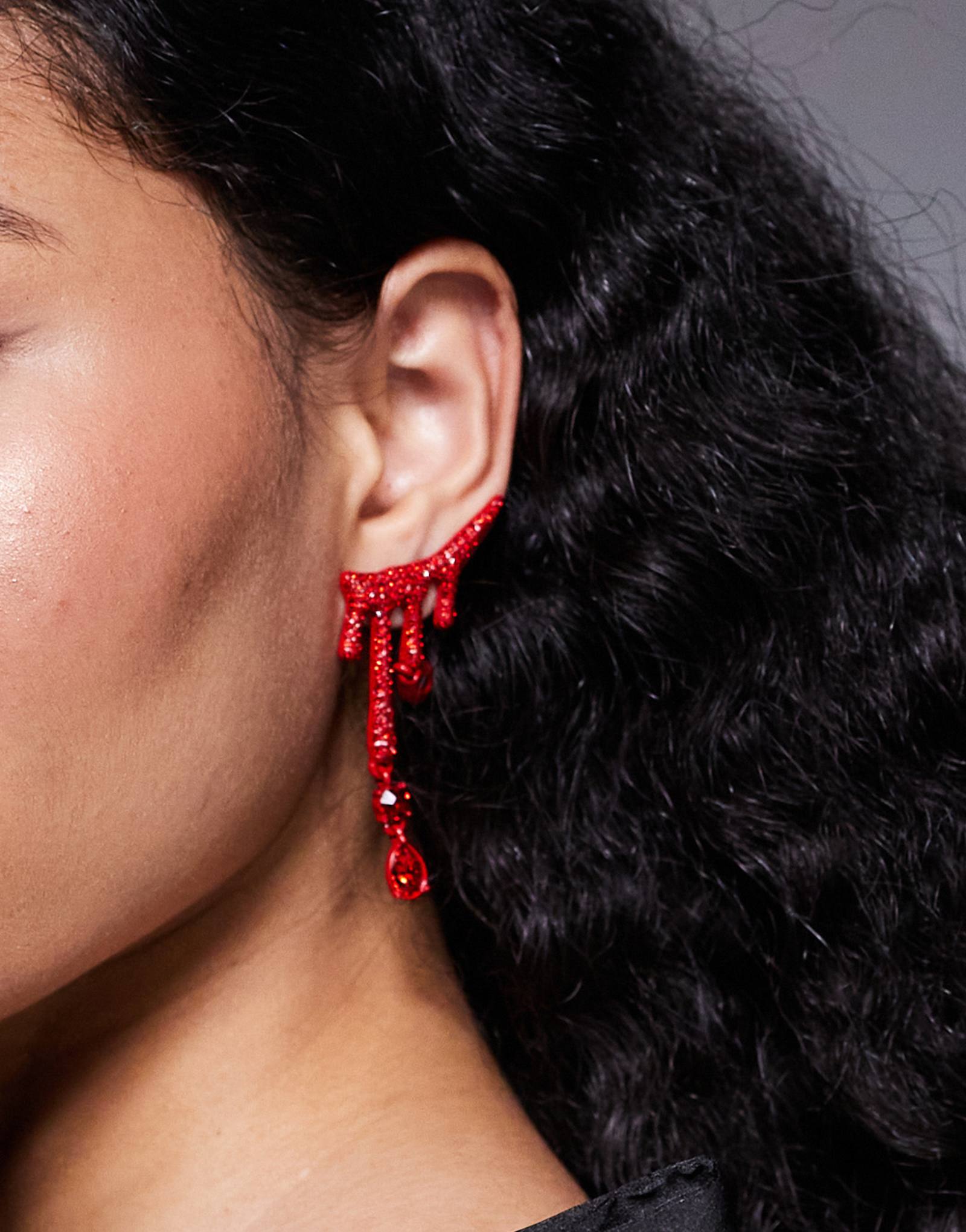 ДИЗАЙНЕРСКИЕ серьги ASOS для Хэллоуина с эффектом капельницы из бриллиантов красного цвета