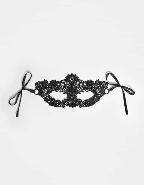 ASOS DESIGN Halloween eye-mask with lace details in black - view 1