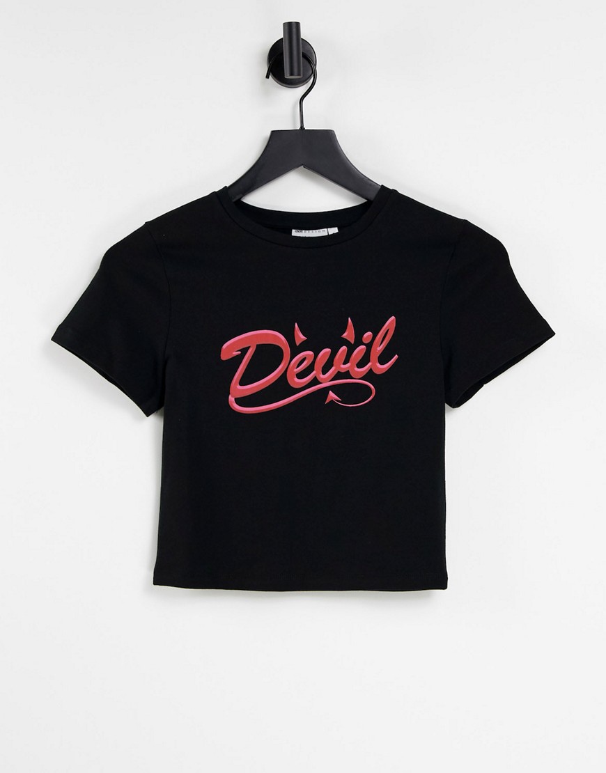 ASOS DESIGN Halloween fitted t-shirt with devil print in black