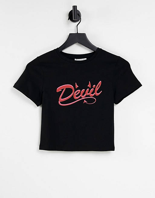 ASOS DESIGN Halloween fitted t-shirt with devil print in black