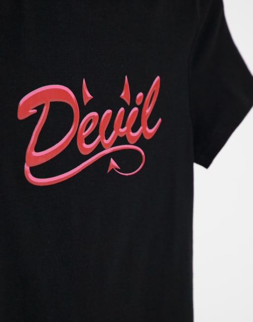 Estadísticas Víspera oído ASOS DESIGN Halloween fitted t-shirt with devil print in black | ASOS