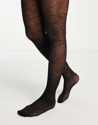 ASOS DESIGN - Halloween - Grobmaschige Strumpfhose mit Spinnennetzmuster-Schwarz